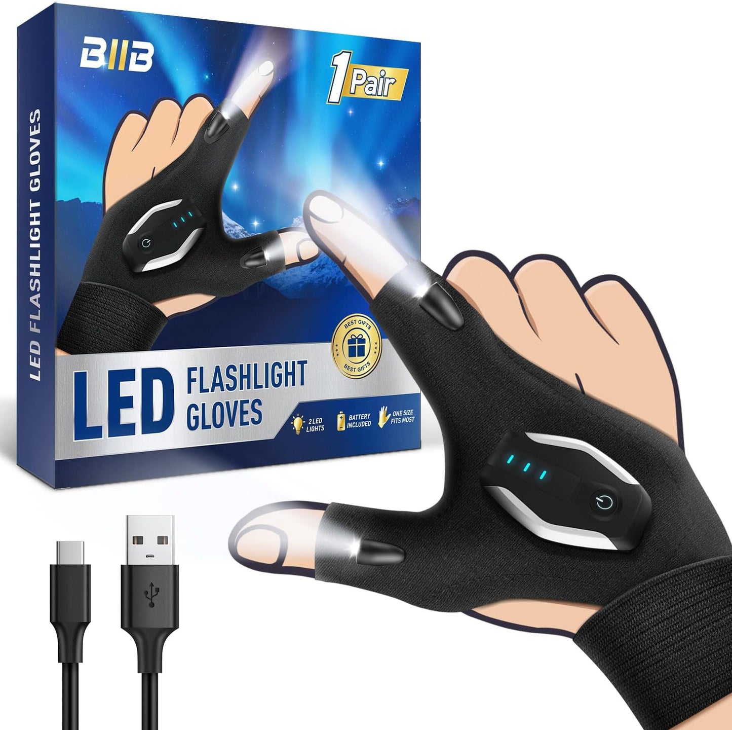 LED Flashlight Gloves(2 hands)